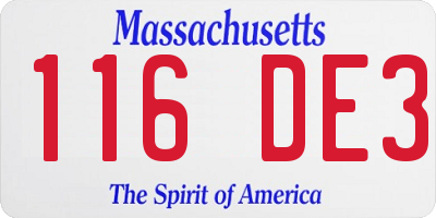 MA license plate 116DE3