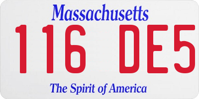 MA license plate 116DE5