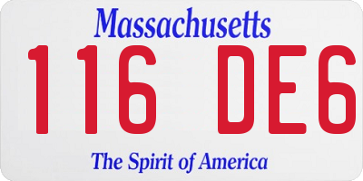 MA license plate 116DE6