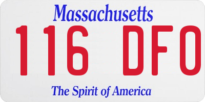 MA license plate 116DF0