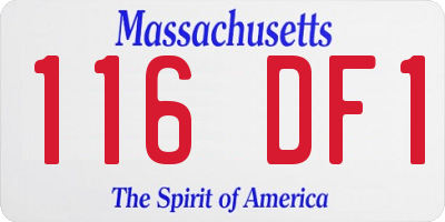 MA license plate 116DF1
