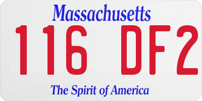 MA license plate 116DF2