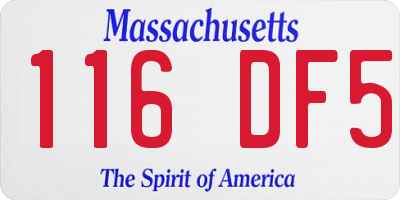 MA license plate 116DF5