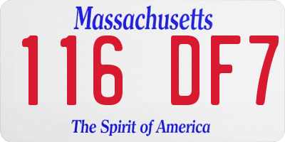 MA license plate 116DF7