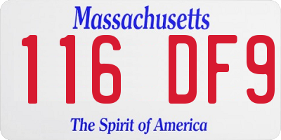 MA license plate 116DF9