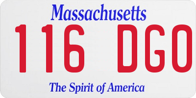 MA license plate 116DG0