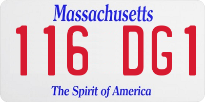 MA license plate 116DG1