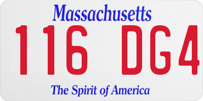 MA license plate 116DG4