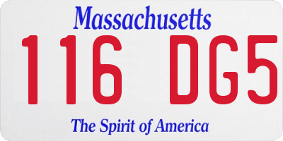MA license plate 116DG5