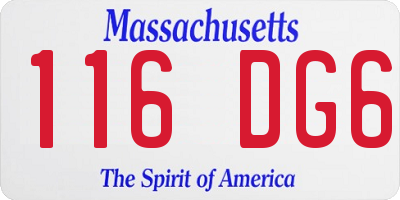 MA license plate 116DG6