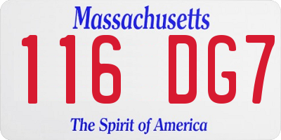 MA license plate 116DG7