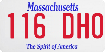 MA license plate 116DH0