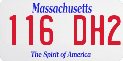 MA license plate 116DH2