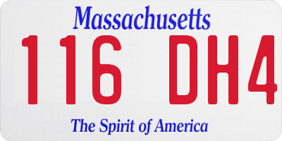MA license plate 116DH4