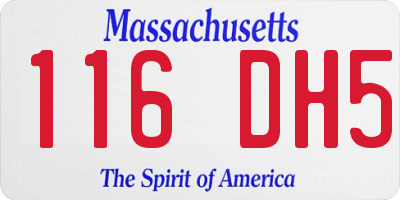 MA license plate 116DH5