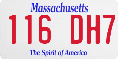 MA license plate 116DH7
