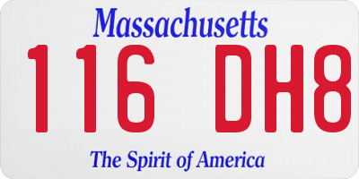MA license plate 116DH8