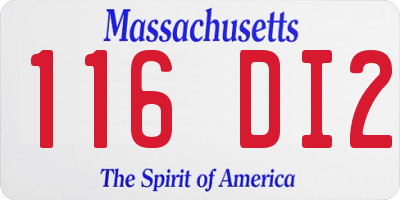 MA license plate 116DI2