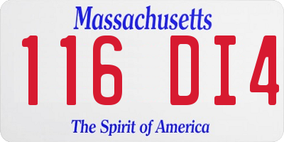 MA license plate 116DI4