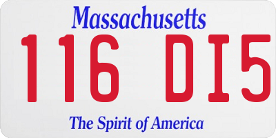 MA license plate 116DI5
