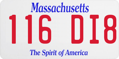 MA license plate 116DI8