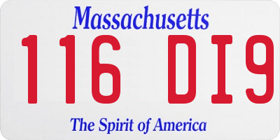 MA license plate 116DI9