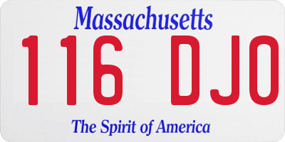 MA license plate 116DJ0