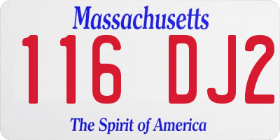 MA license plate 116DJ2