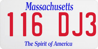 MA license plate 116DJ3