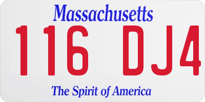 MA license plate 116DJ4