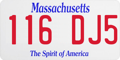 MA license plate 116DJ5
