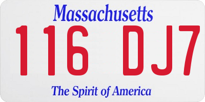 MA license plate 116DJ7