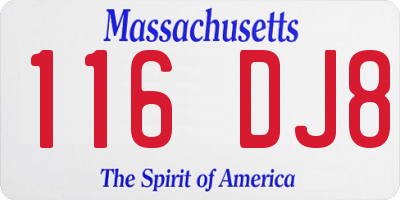 MA license plate 116DJ8