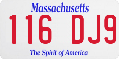 MA license plate 116DJ9