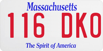 MA license plate 116DK0