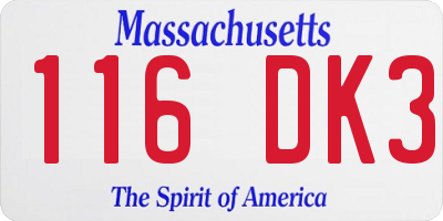 MA license plate 116DK3