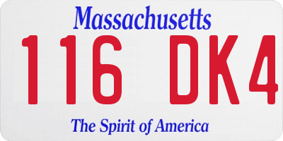 MA license plate 116DK4