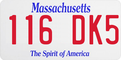 MA license plate 116DK5