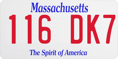 MA license plate 116DK7