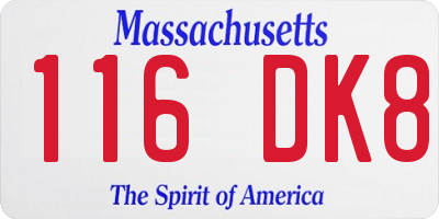MA license plate 116DK8