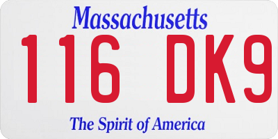 MA license plate 116DK9