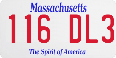 MA license plate 116DL3