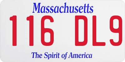 MA license plate 116DL9