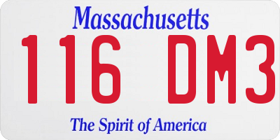 MA license plate 116DM3