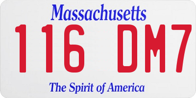 MA license plate 116DM7