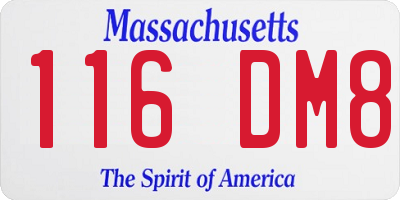 MA license plate 116DM8