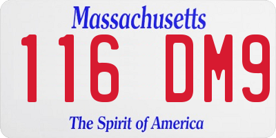 MA license plate 116DM9