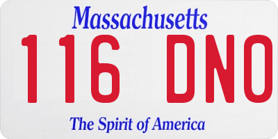 MA license plate 116DN0