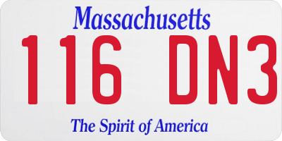 MA license plate 116DN3
