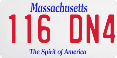 MA license plate 116DN4